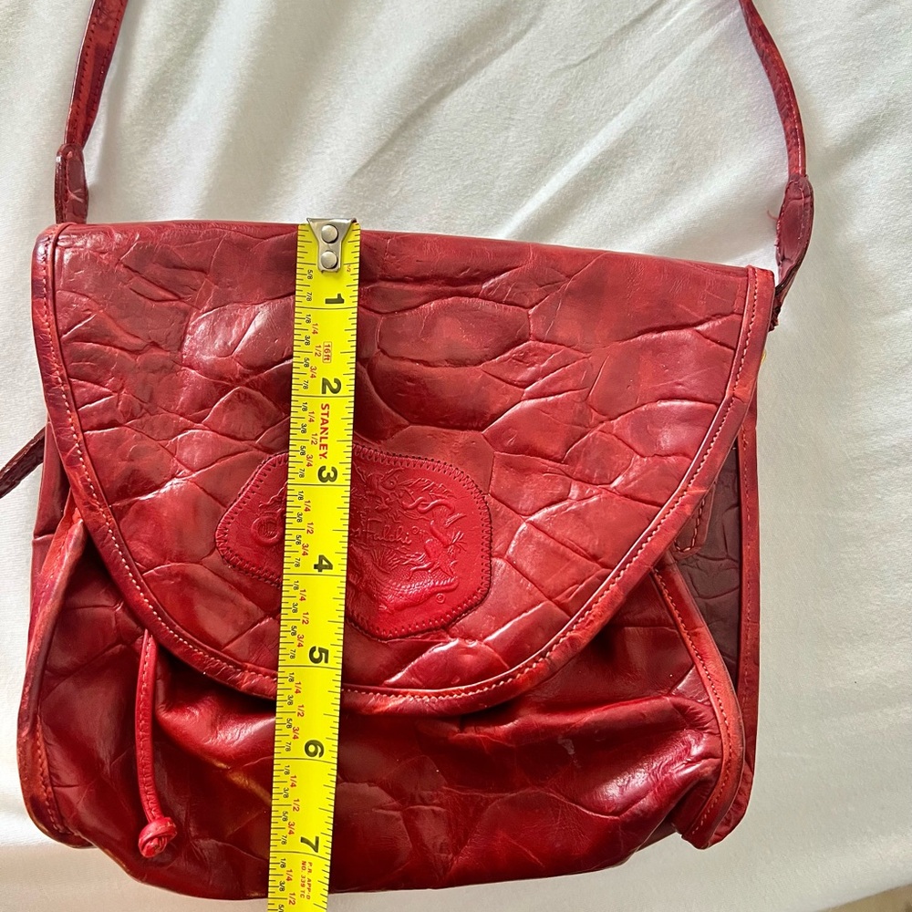 Carlos Falchi Exotic Leather Red Crossbody Bag - Picture 11 of 12